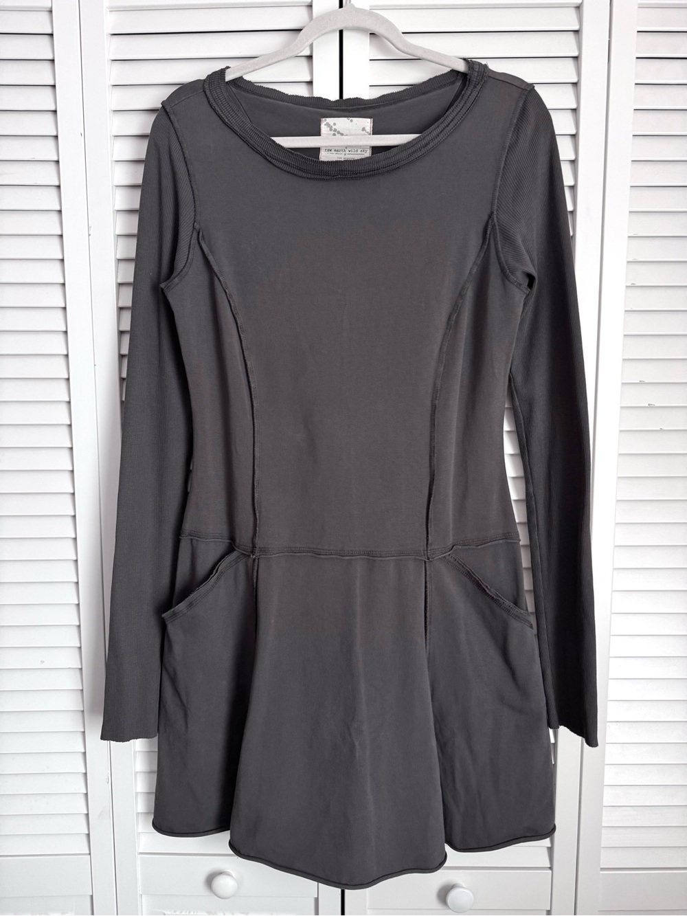 Raw Earth Wild Sky Organic Cotton Long Sleeve Mini Dress Raw Edges Artsy Medium